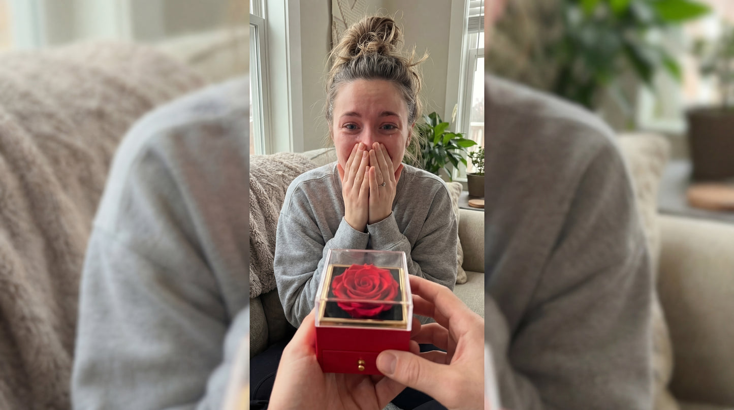 חבילת יום האהבה - אריזה רומנטית + ורד אדום + שרשרת בגוון זהב